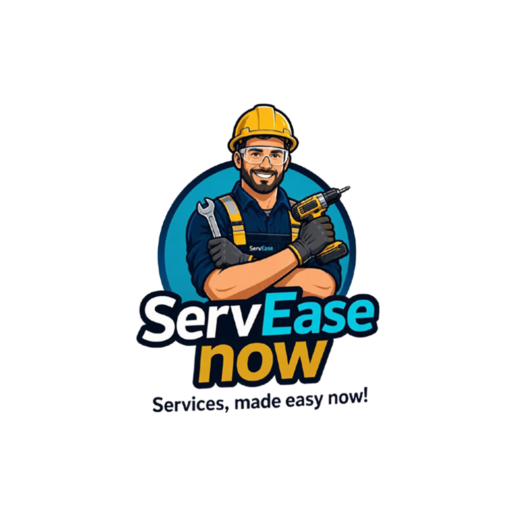 ServEaseNow logo with worker mark and tagline
